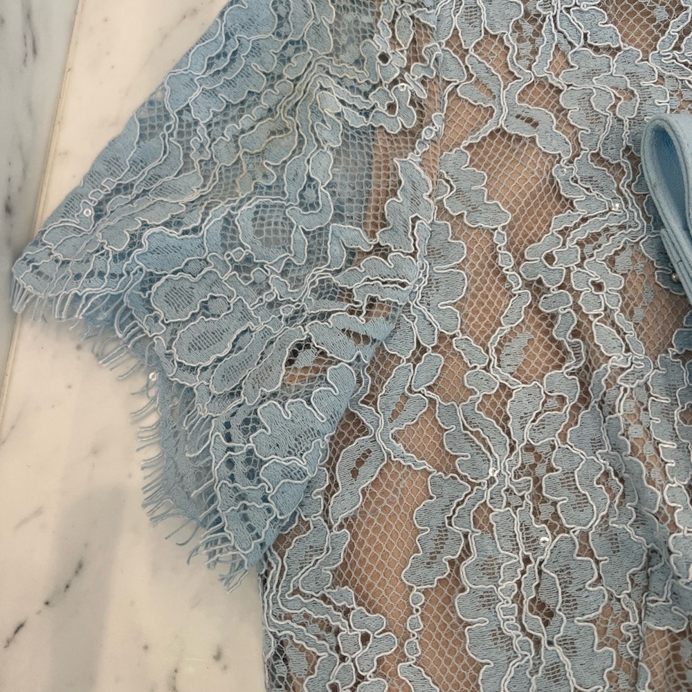 Self-Portrait Light Blue Lace Midi Dress size 8 - Picture 7 of 10
